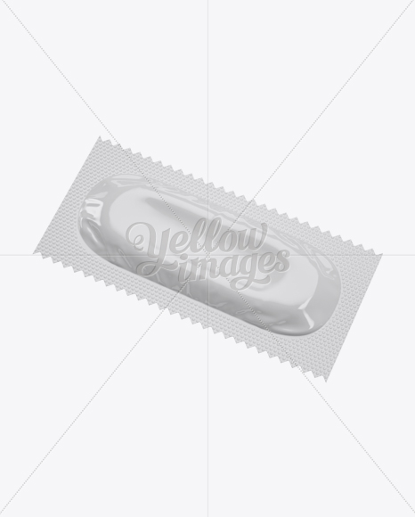 Rectangle Condom Sachet Mockup - Halfside View