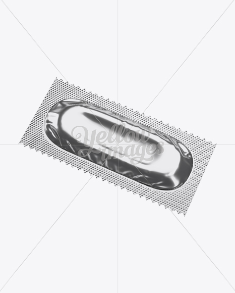 Metallic Condom Sachet Mockup - Halfside View