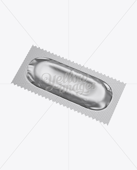 Matte Metallic Condom Sachet Mockup - Halfside View