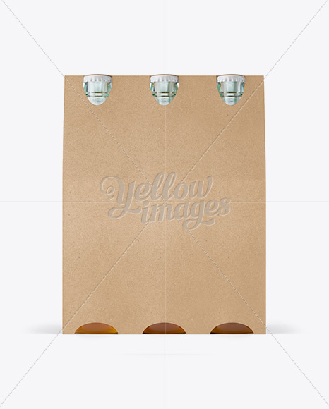 Kraft Paper 6 Pack Beer Bottle Carrier Mockup