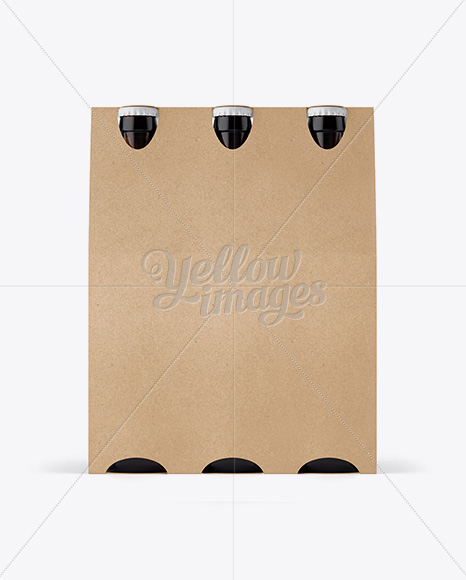 Kraft Paper 6 Pack Amber Bottle Carrier Mockup - Free Download Images