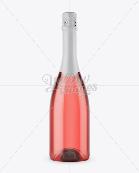 Pink Champagne Bottle Mockup - Front View