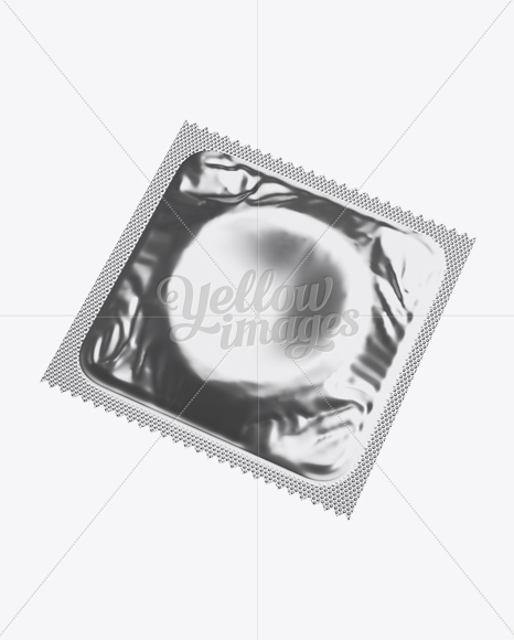 Square Metallic Condom Sachet - Halfside View - Free Download Images