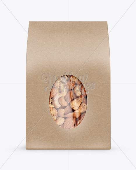 Kraft Stand-Up Pouch W/ Nuts Mockup - Front View