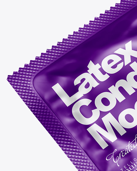 Matte Square Condom Packaging Mockup - Half Side View