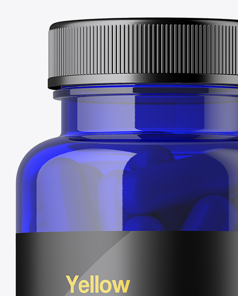 Blue Plastic Bottle With Pills Mockup