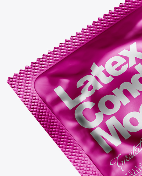 Matte Metallic Square Condom Packaging Mockup - Half Side View - Free