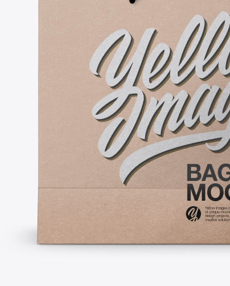 Kraft Bag with Raised Up Handles Mockup - Front & Top Views