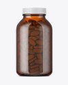 Amber Glass Bottle With Pills Mockup