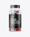 Clear Plastic Bottle With Metallic Pills Mockup