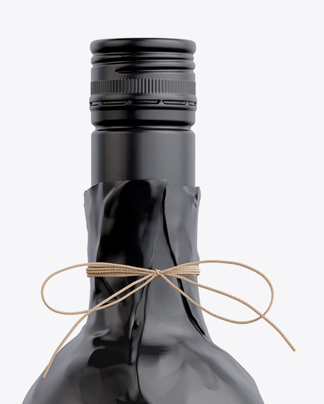 Wine Bottle in Glossy Paper Wrap Mockup