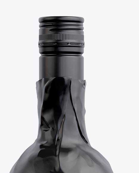 Wine Bottle in Glossy Paper Wrap Mockup