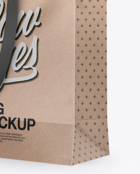 Kraft Bag Mockup - Half Side View