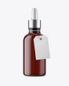 50ml Dark Amder Glass Dropper Bottle W/ Kraft Label Mockup