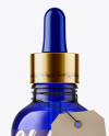 50ml Blue Glass Dropper Bottle W/ Kraft Label Mockup