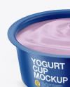 Opened Yogurt Cup Mockup - Front View (High-Angle Shot)