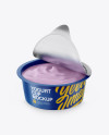 Half-Opened Yogurt Cup Mockup - Front View (High-Angle Shot)