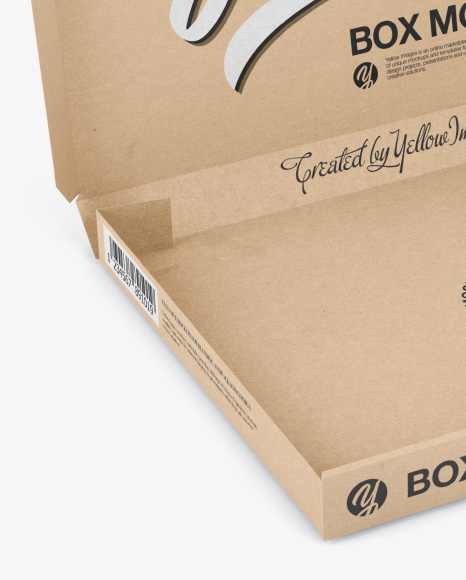 Opened Kraft Box Mockup - Half Side View (High-Angle Shot) Opened Kraft Box Mockup - Half Side View (High-Angle Shot)