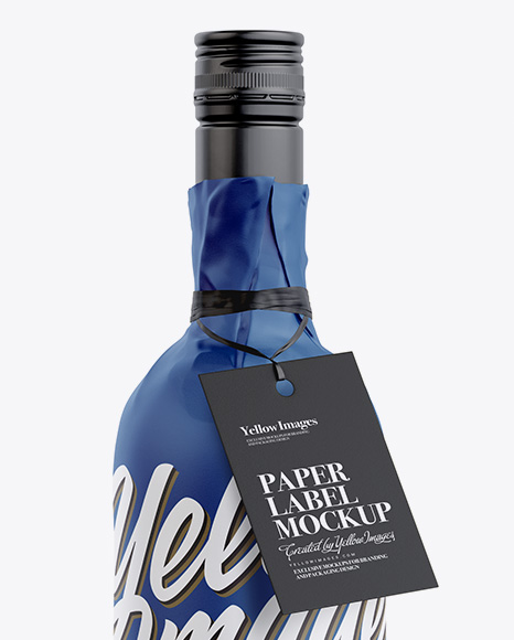 Wine Bottle in Matte Paper Wrap W/ Label Mockup