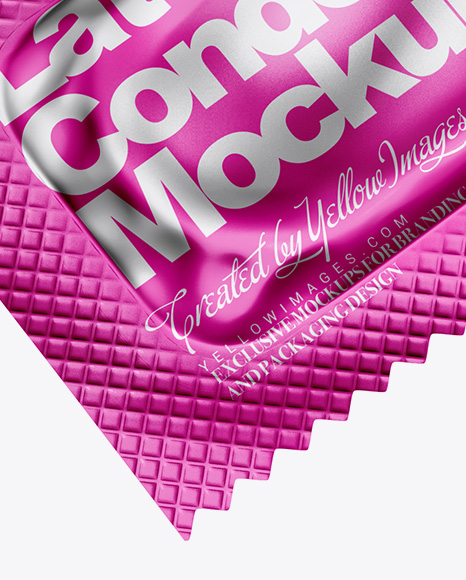 Matte Metallic Condom Packaging Mockup - Half Side View