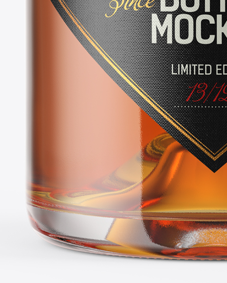 Whiskey Bottle with Wooden Cap Mockup