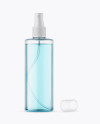 Opened Clear Spray Bottle with Blue Liquid Mockup