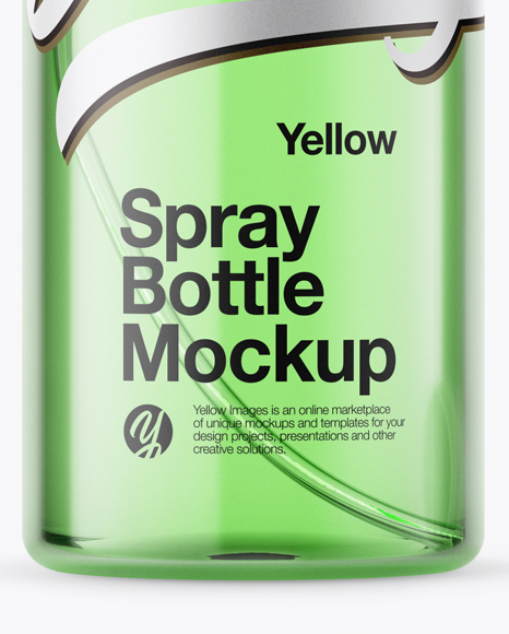 Opened Clear Spray Bottle with Green Liquid Mockup