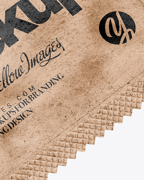 Kraft Paper Square Condom Packaging Mockup - Half Side View