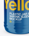 Plastic Jar in Shrink Sleeve Mockup - Front View (High-Angle Shot)