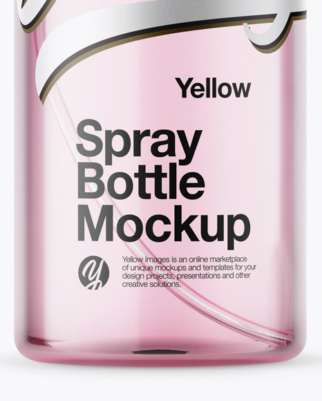 Opened Clear Spray Bottle with Pink Liquid Mockup