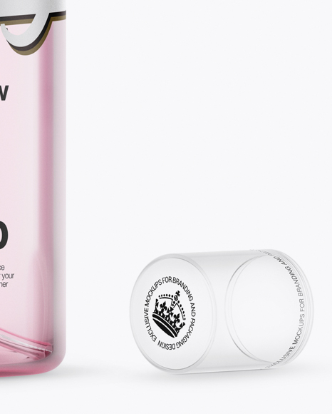 Opened Clear Spray Bottle with Pink Liquid Mockup