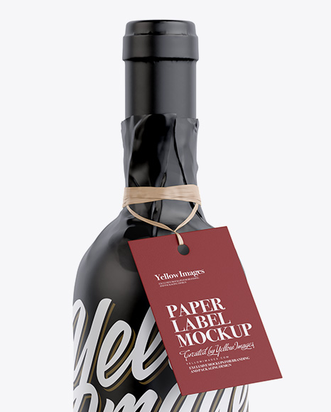 Wine Bottle in Glossy Paper Wrap W/ Label Mockup