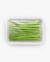 Plastic Tray With Asparagus Mockup - Top View