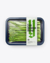 Plastic Tray With Asparagus Mockup - Top View