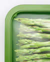 Plastic Tray With Asparagus Mockup - Top View