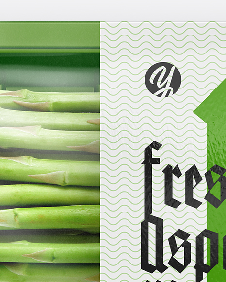 Plastic Tray With Asparagus Mockup - Top View