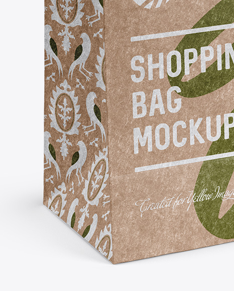 Kraft Paper Shopping Bag Mockup - Halfside View (High Angle Shot)