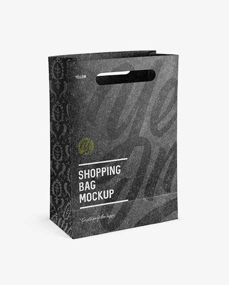 Kraft Paper Shopping Bag Mockup - Halfside View (High Angle Shot)