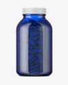 Blue Glass Bottle With Pills Mockup