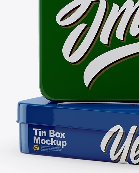 Two Glossy Tin Boxes Mockup