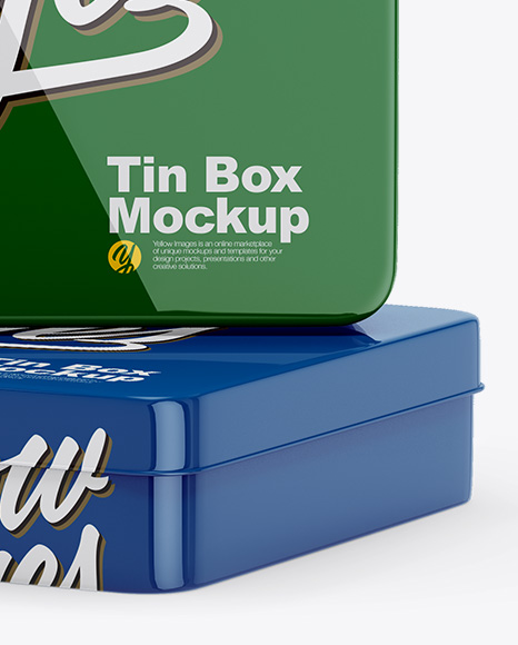 Two Glossy Tin Boxes Mockup