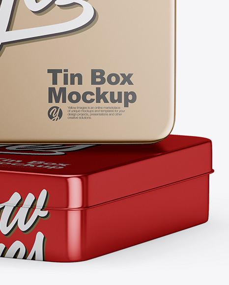 Two Metallic Tin Boxes Mockup