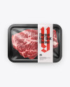 Plastic Tray With Marbled Beef Mockup - Top View