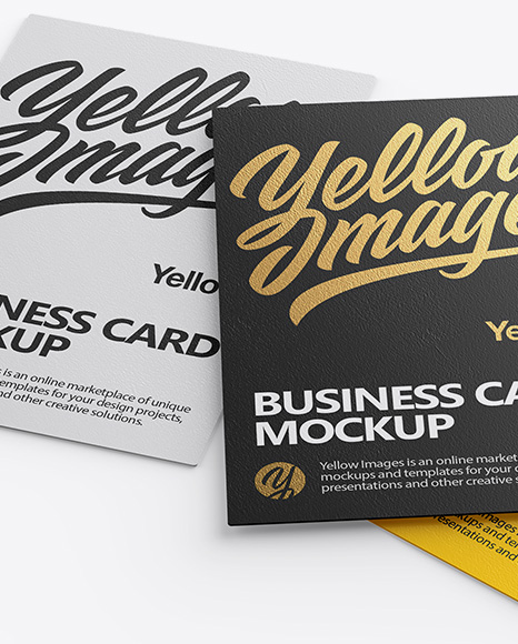 Three Textured Business Cards Mockup - Half Side View (High-Angle Shot)