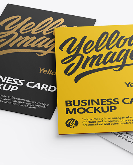 Three Business Cards Mockup - Half Side View (High-Angle Shot)