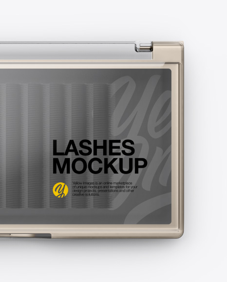 Closed Transparent Box with Lashes Mockup - Top&amp;Front Views