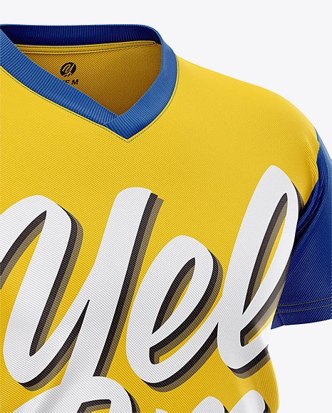 Men’s V-neck Football Jersey Mockup - Half-Side View