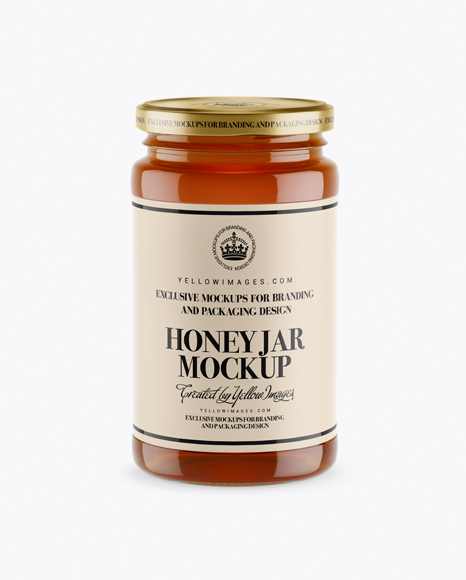 Honey Jar Mockup - Front View (High-Angle Shot)