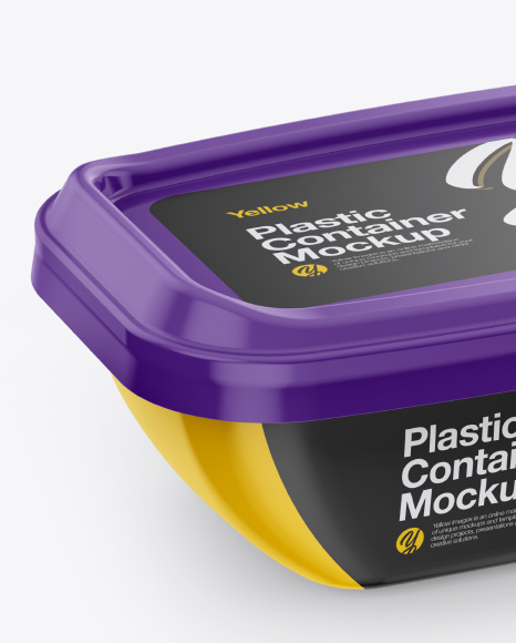 Plastic Container Mockup - Half Side View (High-Angle Shot)