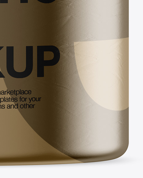 Plastic Jar in Metallic Shrink Sleeve Mockup